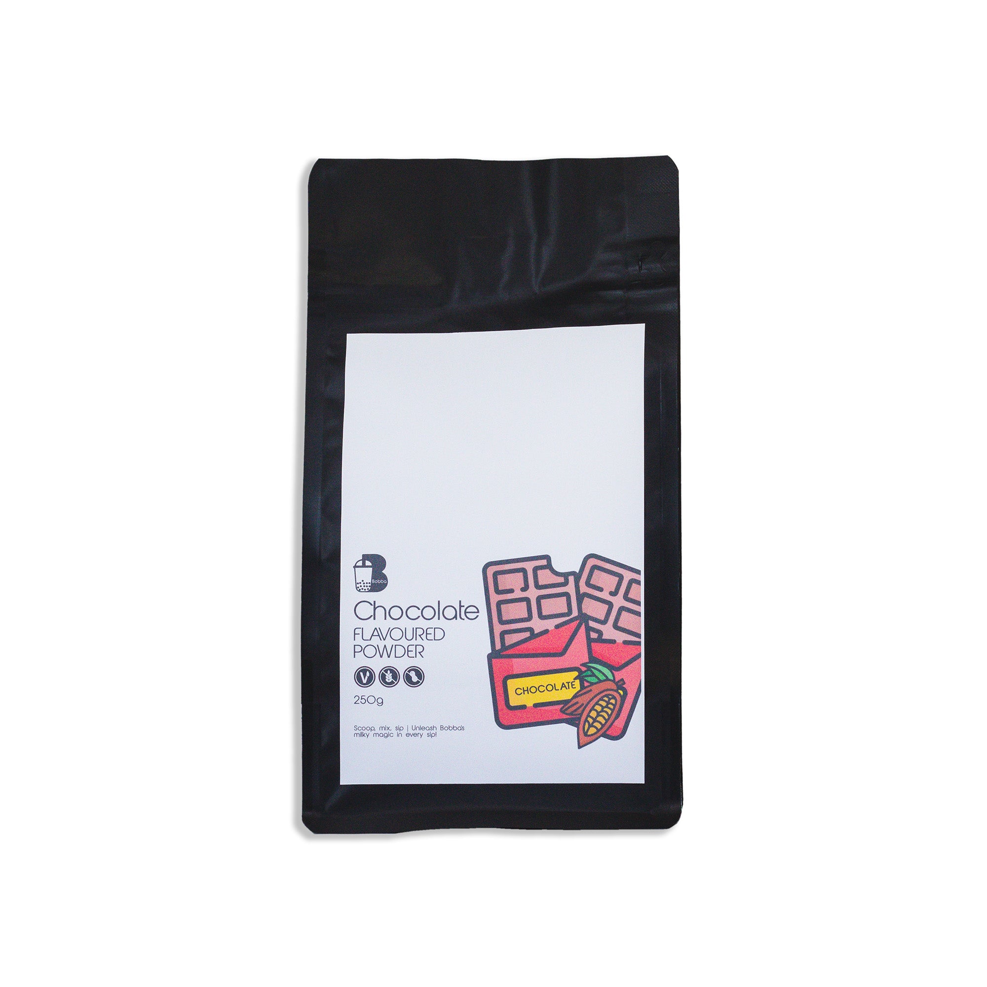 Chocolate flavoured powder for making bubble tea drinks