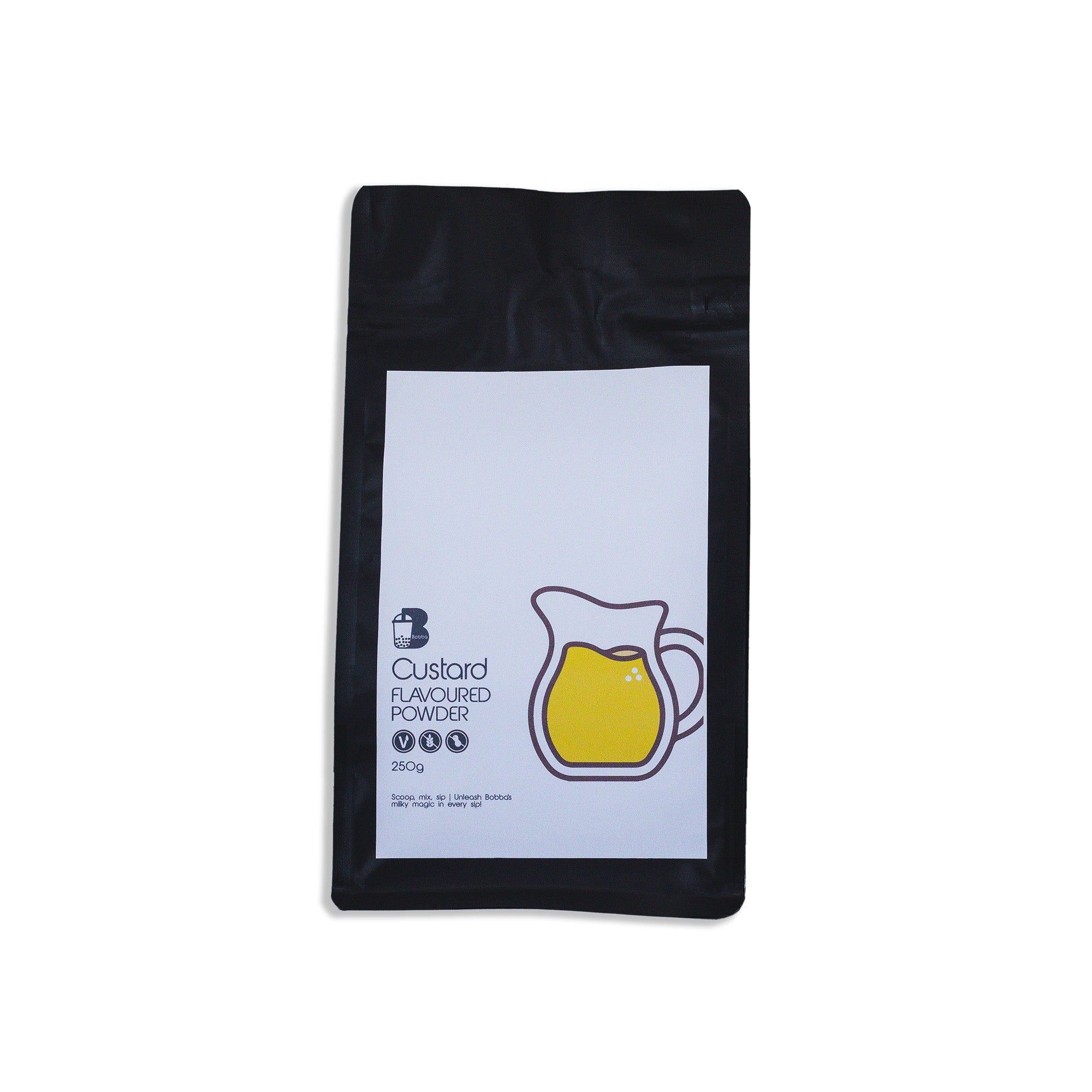 Custard flavoured powder for making bubble tea drinks