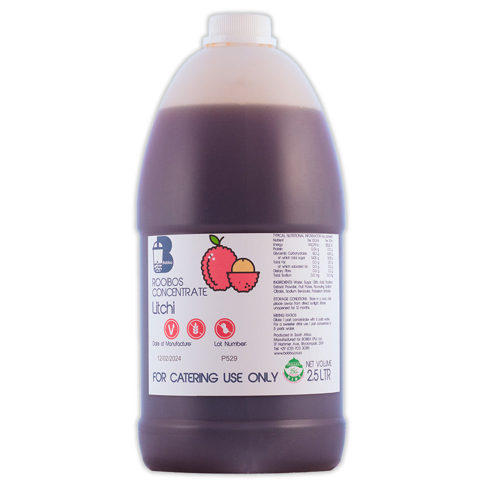 Embark on a flavor journey with BTSO’s Litchi Rooibos Iced Tea Concentrate