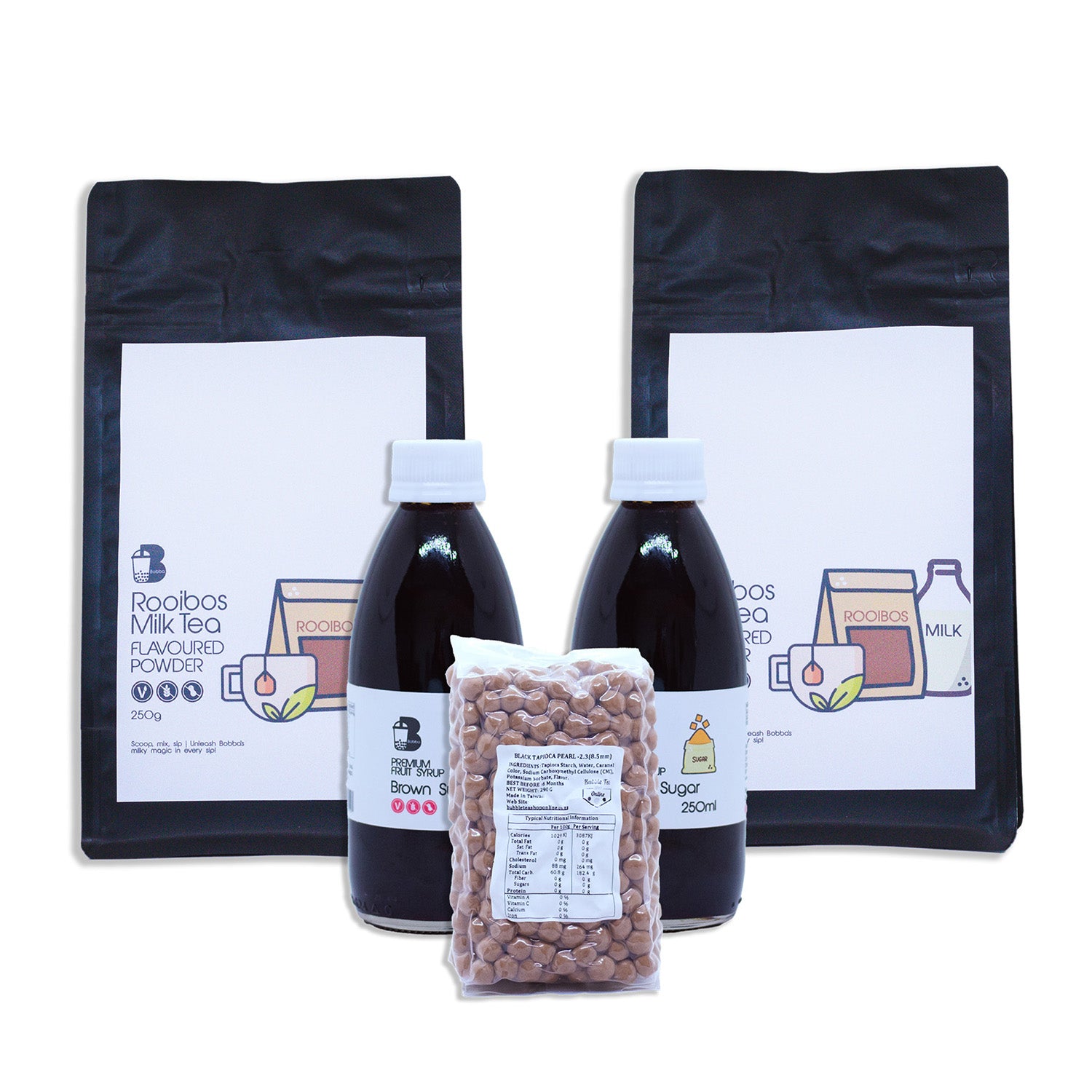 Rooibos Milk Tea with Brown Sugar Syrup and Tapioca (Makes 12)